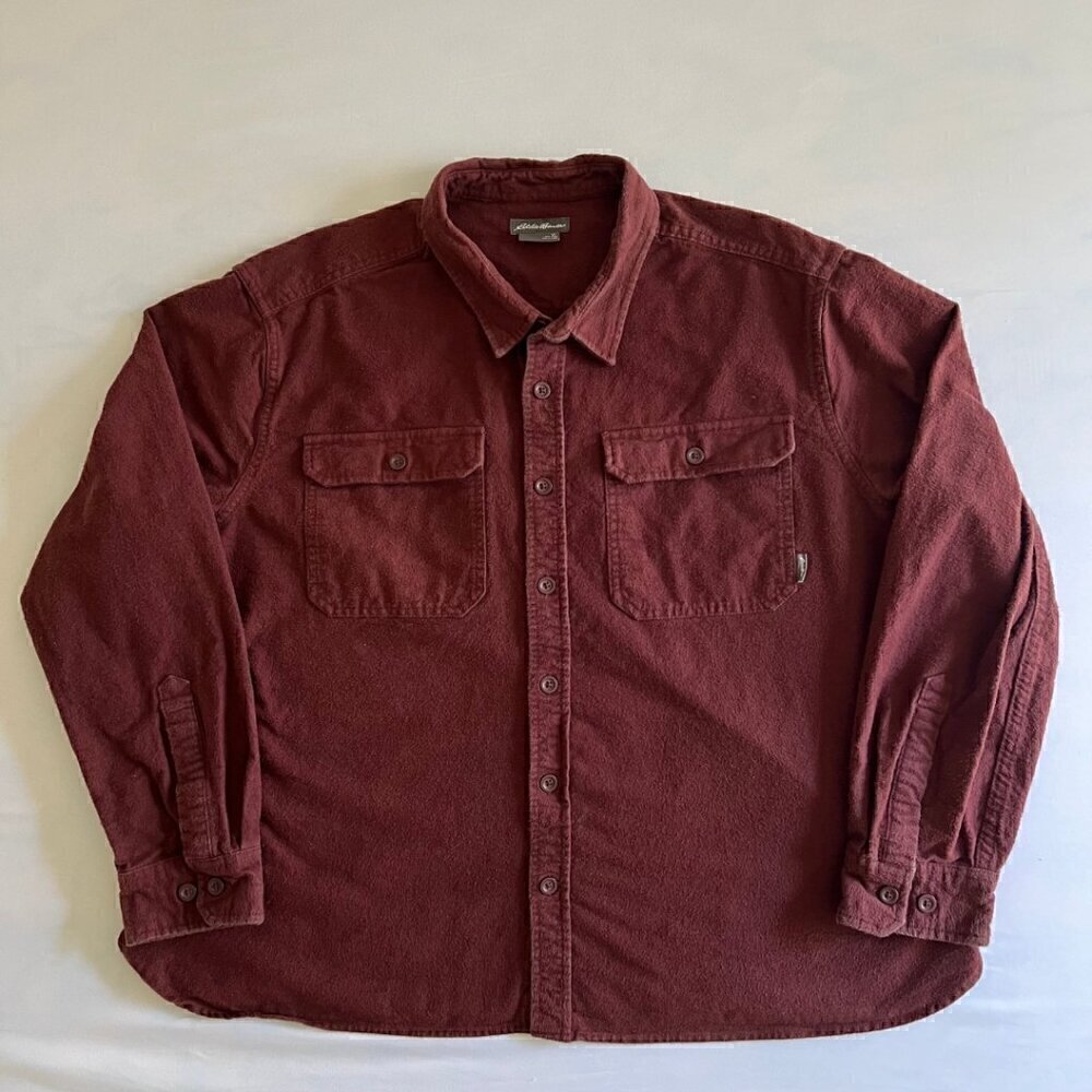 Eddie Bauer Burgundy Red Men's XL Brushed Fleece Button Up